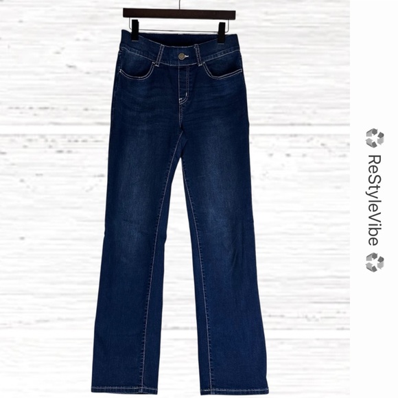 BETABRAND Women Size M Denim Jean Pull On Style High Rise Boot Yoga Fit Stretch - Picture 1 of 14